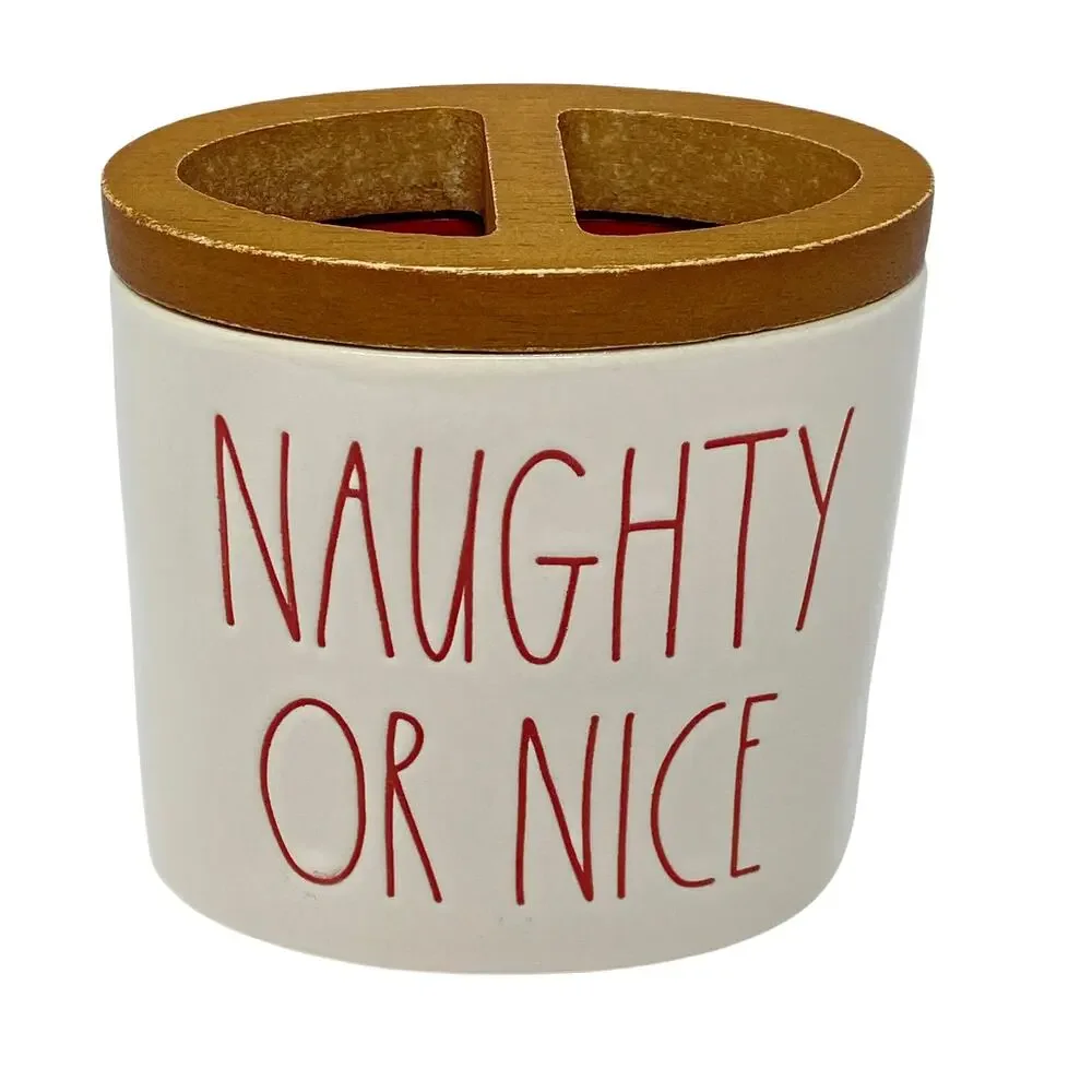 Rae Dunn‎ Christmas Farmhouse 4 X 4 Naughty Or Nice Ceramic Toothbrush Holder